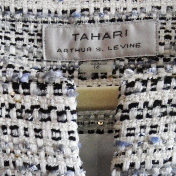 NWT Tahari ASL Womens Blue Multi Colored Tweed Peplum Jacket 16 - Picture 4 of 6